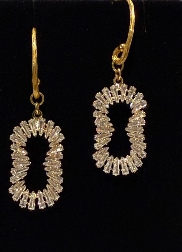 Cubic Zirconia Dangles From Vermeil Ear Wires