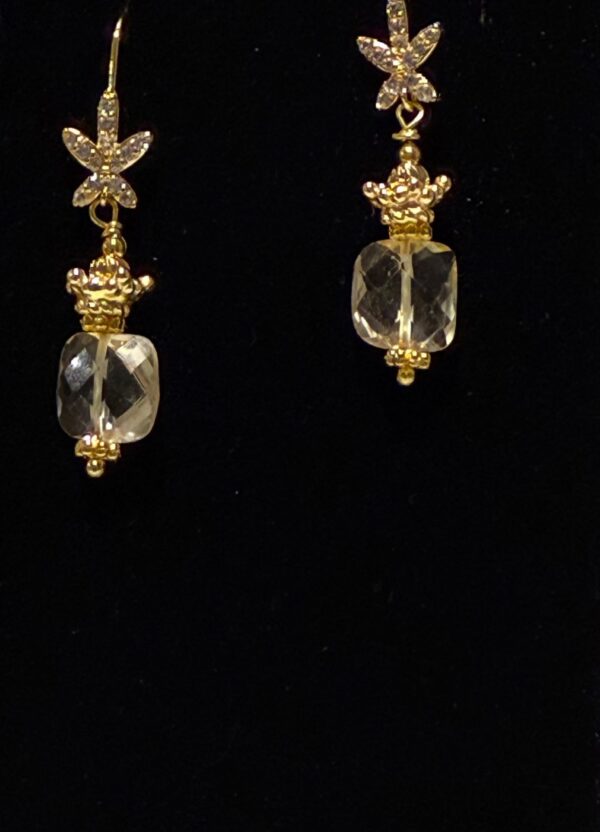 Faceted Crystal Dangles With CZ Accents