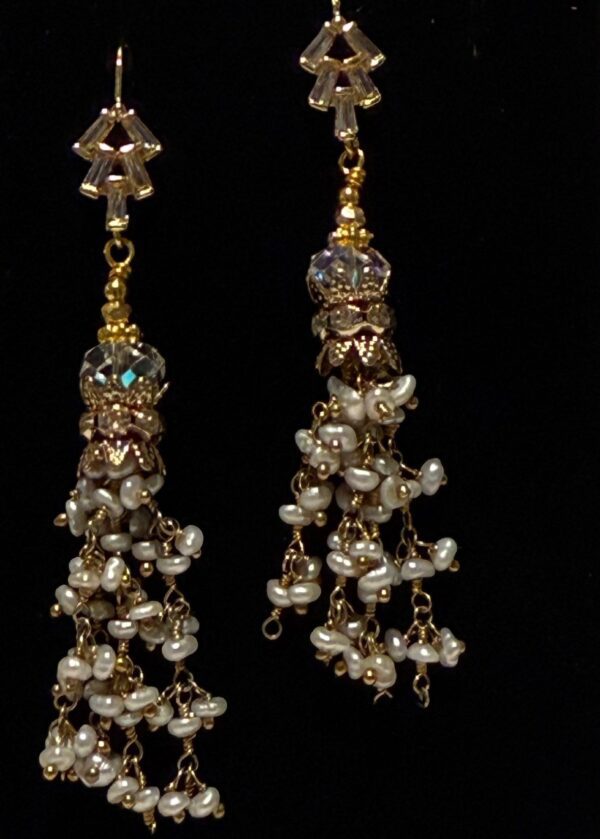Pearl Cascade Crowned With Swarovski Crystal And CZ Accents