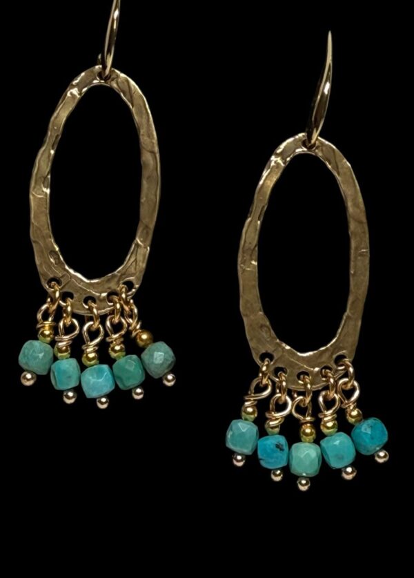 Handcrafted Bronze Loops With Turquoise