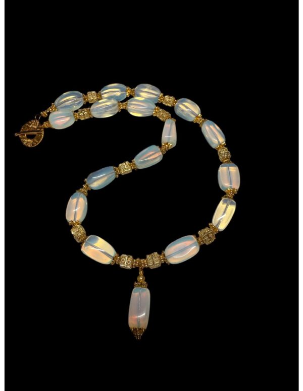 Opalite Beads with Drop Necklace