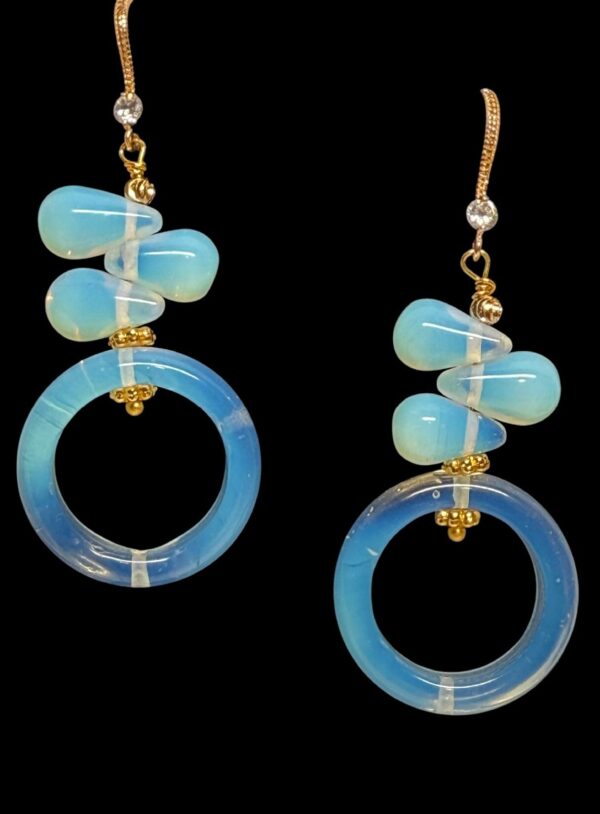 Opalite Hoops With Teardrops And CZ Accents