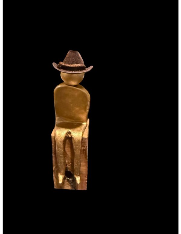 Brown Hat on Wood Base